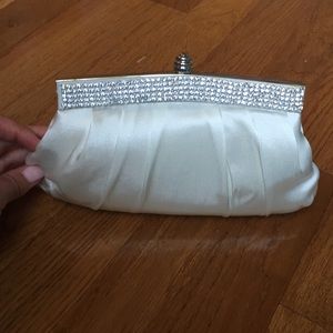 David’s bridal Ivory satin clutch w/ crystal trim